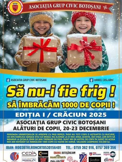 Asociația Grup Civic Botoșani: o misiune de suflet – „Să nu-i fie frig!”