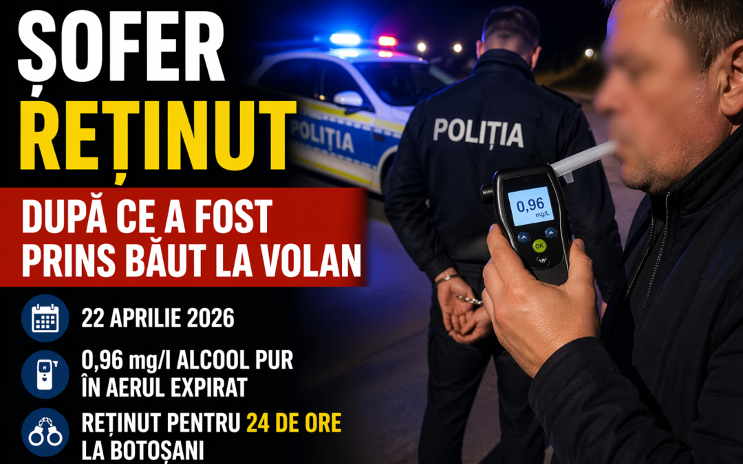 Șofer reținut la Darabani după ce a fost prins băut la volan