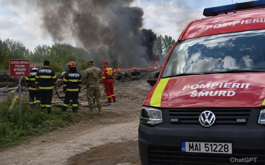 Explozie devastatoare în poligonul militar din Botoșani. Trei militari, între viață și moarte după un incendiu violent