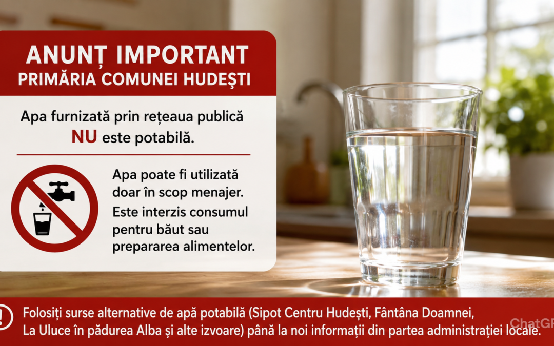 ANUNȚ IMPORTANT – PRIMĂRIA COMUNEI HUDEȘTI
