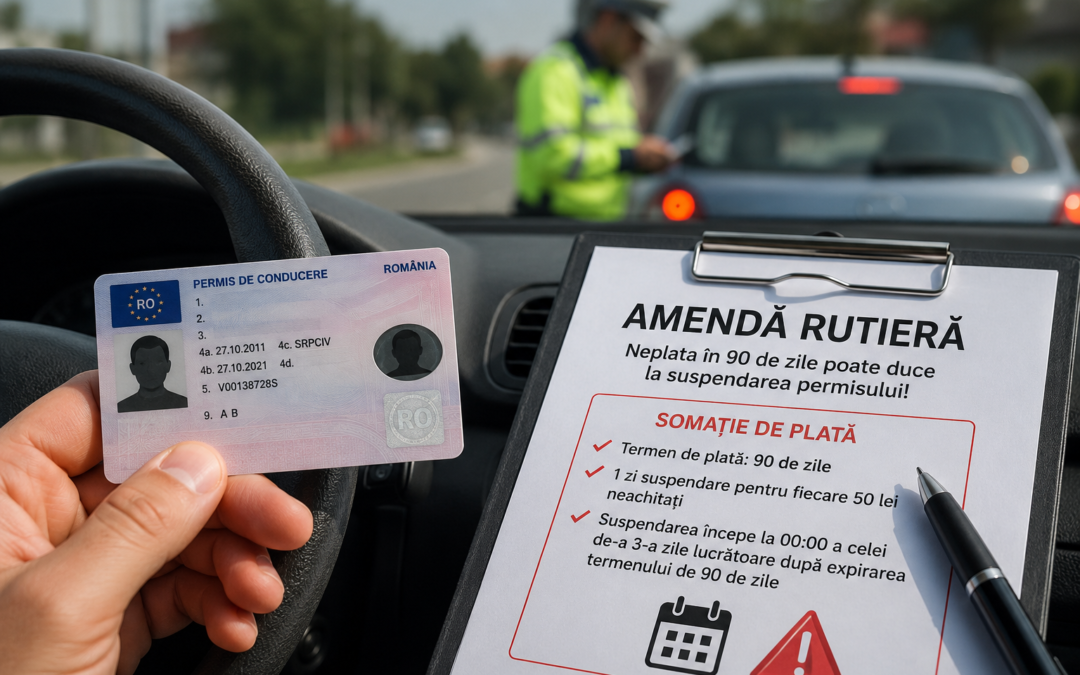 Permisul poate fi suspendat dacă nu plătești amenda în 90 de zile. Tot ce trebuie să știe șoferii