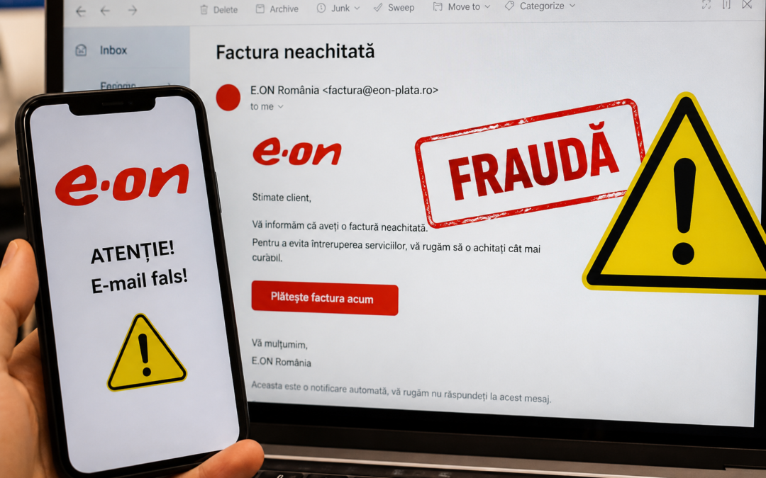 ALERTĂ E.ON: Atenție la e-mailurile false care cer plata unor facturi! Escrocii încearcă să fure datele bancare