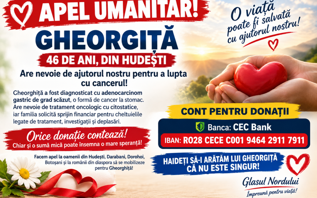 APEL UMANITAR! GHEORGHIȚĂ, UN BĂRBAT DE DOAR 46 DE ANI DIN HUDEȘTI, ARE NEVOIE DE AJUTORUL NOSTRU PENTRU A LUPTA CU CANCERUL!