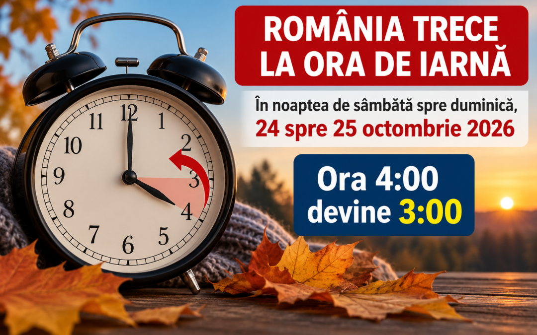 România trece la ora de iarnă. Când dăm ceasurile înapoi în octombrie 2026